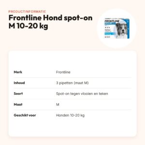 Frontline Hond spot-on M 10-20 kg – 3 pipetten tegen vlooien en teken – productinformatie