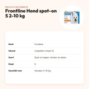 Frontline Hond spot-on S 2-10 kg – 3 pipetten tegen vlooien en teken – productinformatie