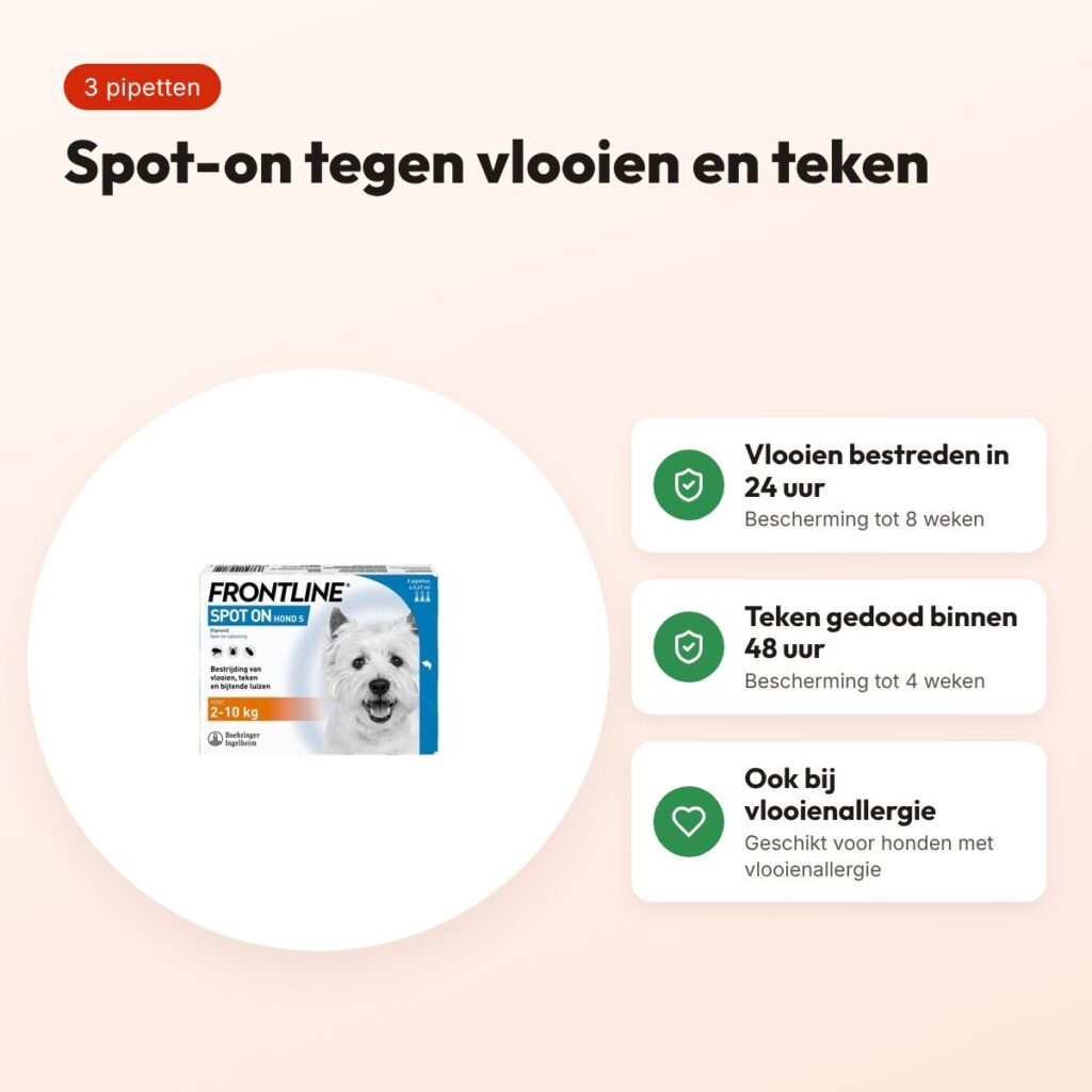 Frontline Hond spot-on S 2-10 kg – 3 pipetten tegen vlooien en teken – voordelen