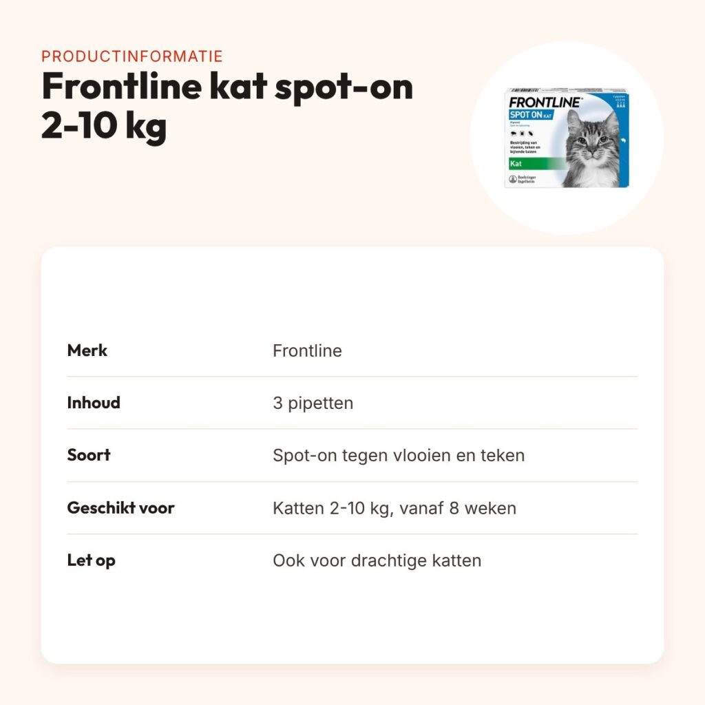 Frontline kat spot-on 2-10 kg – 3 pipetten tegen vlooien en teken – productinformatie