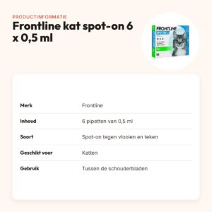 Frontline kat spot-on 6 x 0,5 ml – tegen vlooien, teken en luizen – productinformatie
