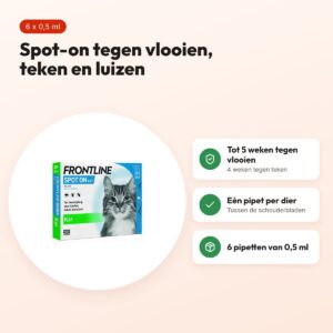 Frontline kat spot-on 6 x 0,5 ml – tegen vlooien, teken en luizen – voordelen