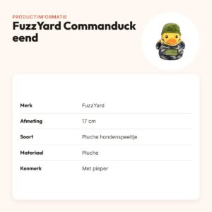 FuzzYard Commanduck eend 17 cm – pluche hondenspeeltje met pieper – productinformatie