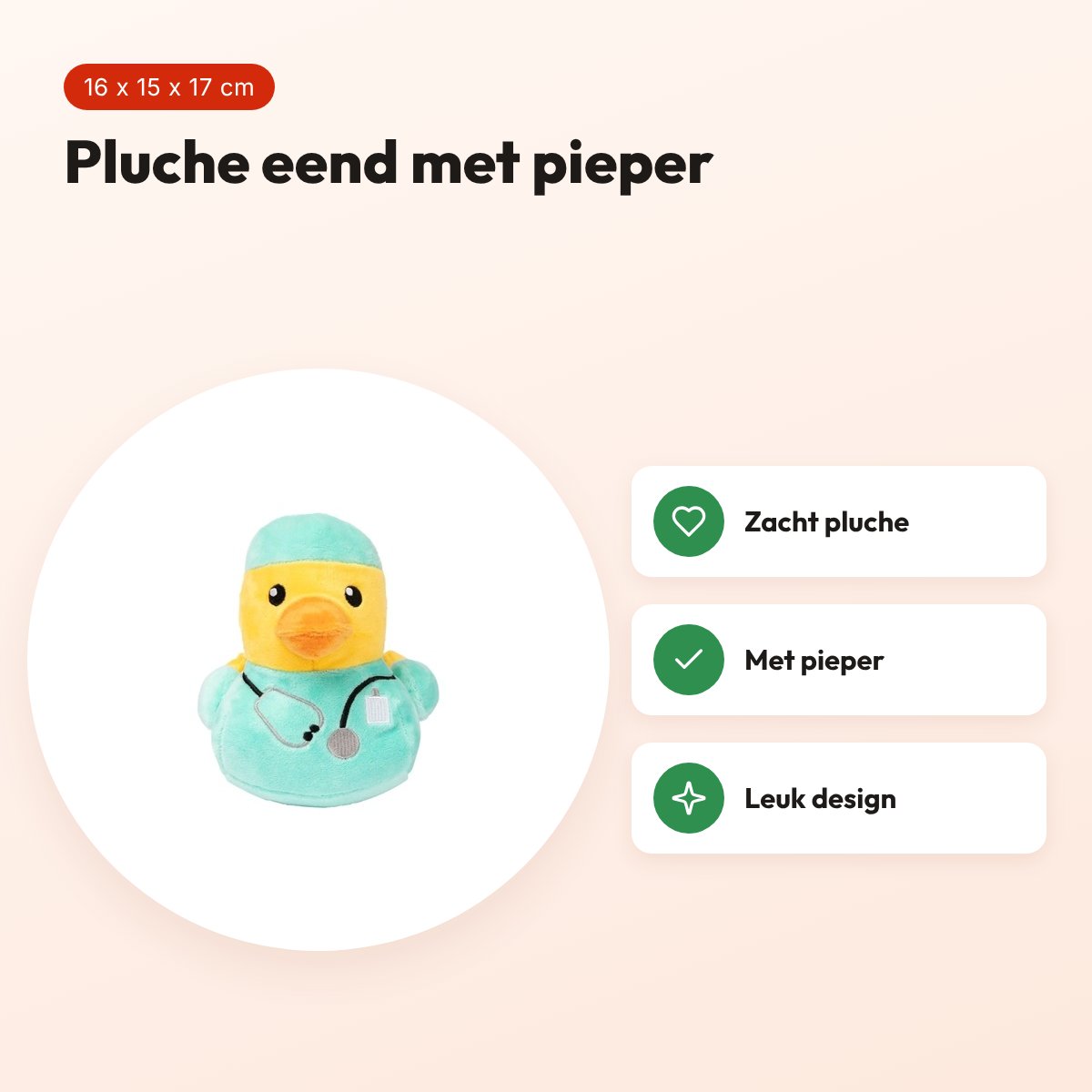 FuzzYard Ducktor eend 16 x 15 x 17 cm – pluche hondenspeeltje met pieper – voordelen