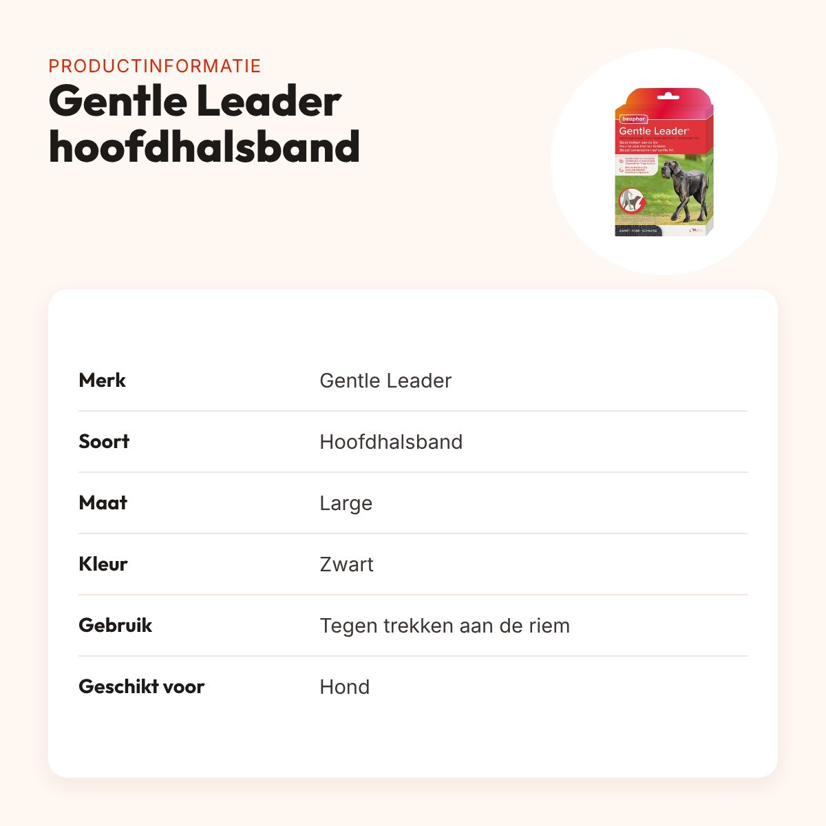 Gentle Leader hoofdhalsband zwart large – tegen trekken aan de riem – productinformatie