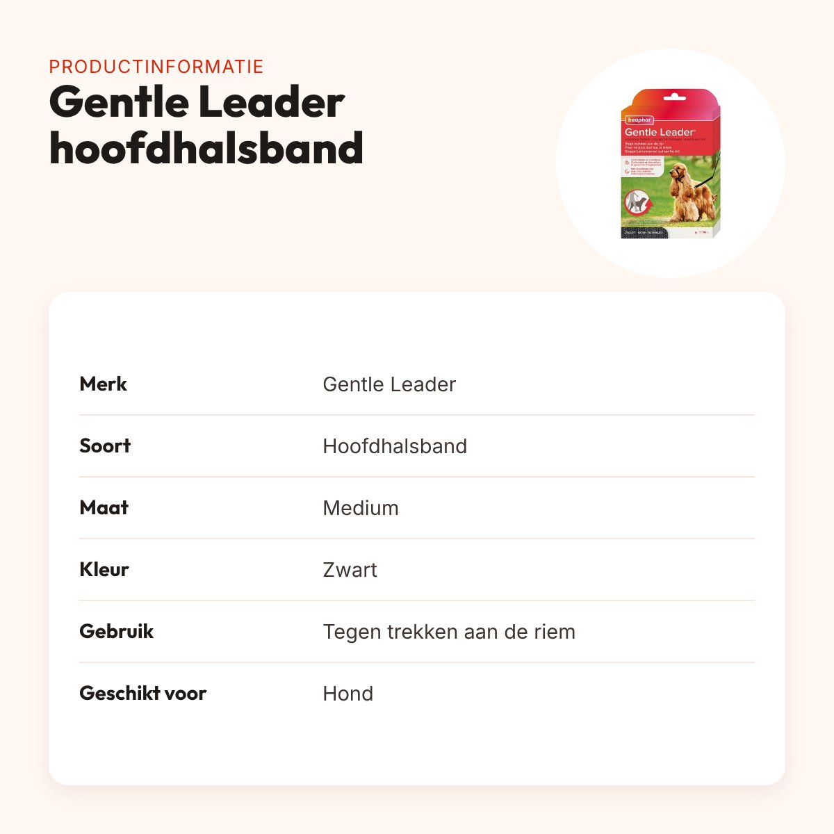 Gentle Leader hoofdhalsband zwart medium – tegen trekken aan de riem – productinformatie