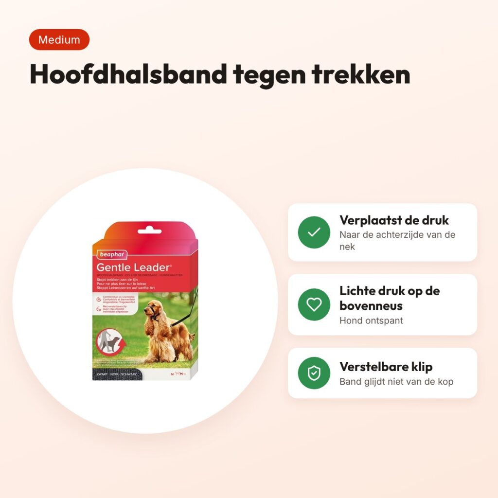 Gentle Leader hoofdhalsband zwart medium – tegen trekken aan de riem – voordelen