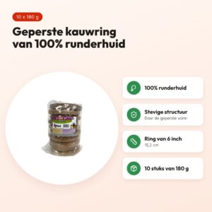 Geperste ring hondenkauwsnack 6 inch (15,2 cm) – runderhuid, 10 stuks – voordelen