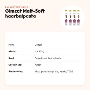 Gimcat haarbalpasta Malt-Soft Extra 100 g – multipack 4 stuks – productinformatie