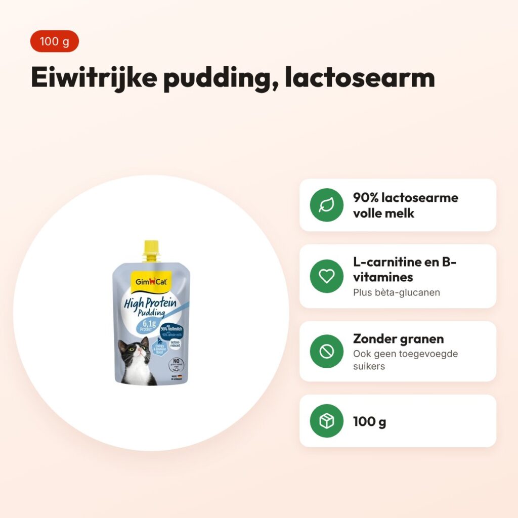 GimCat High Protein Pudding kattensnack 100 g – lactosearm – voordelen