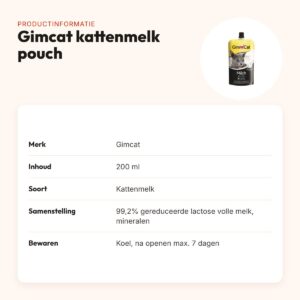 Gimcat kattenmelk 200 ml – pouch, calciumrijk – productinformatie