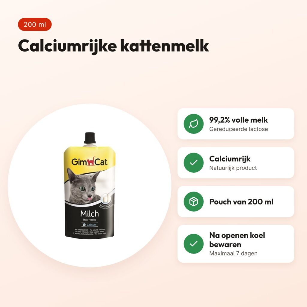 Gimcat kattenmelk 200 ml – pouch, calciumrijk – voordelen
