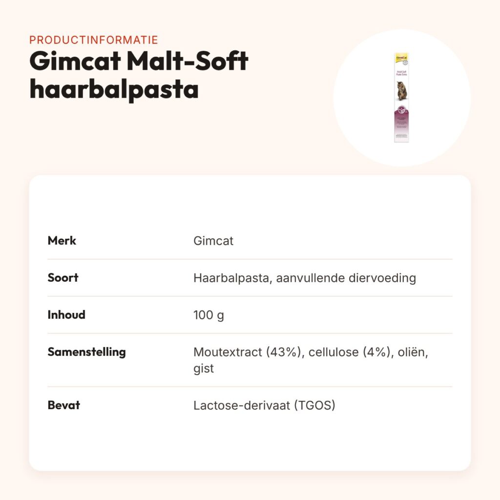 Gimcat Malt-Soft haarbalpasta extra 100 g – vezelrijk – productinformatie