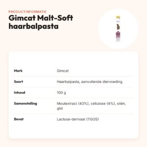 Gimcat Malt-Soft haarbalpasta extra 100 g – vezelrijk – productinformatie