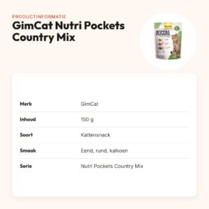GimCat Nutri Pockets Country Mix kattensnack 150 g – eend, rund, kalkoen – productinformatie