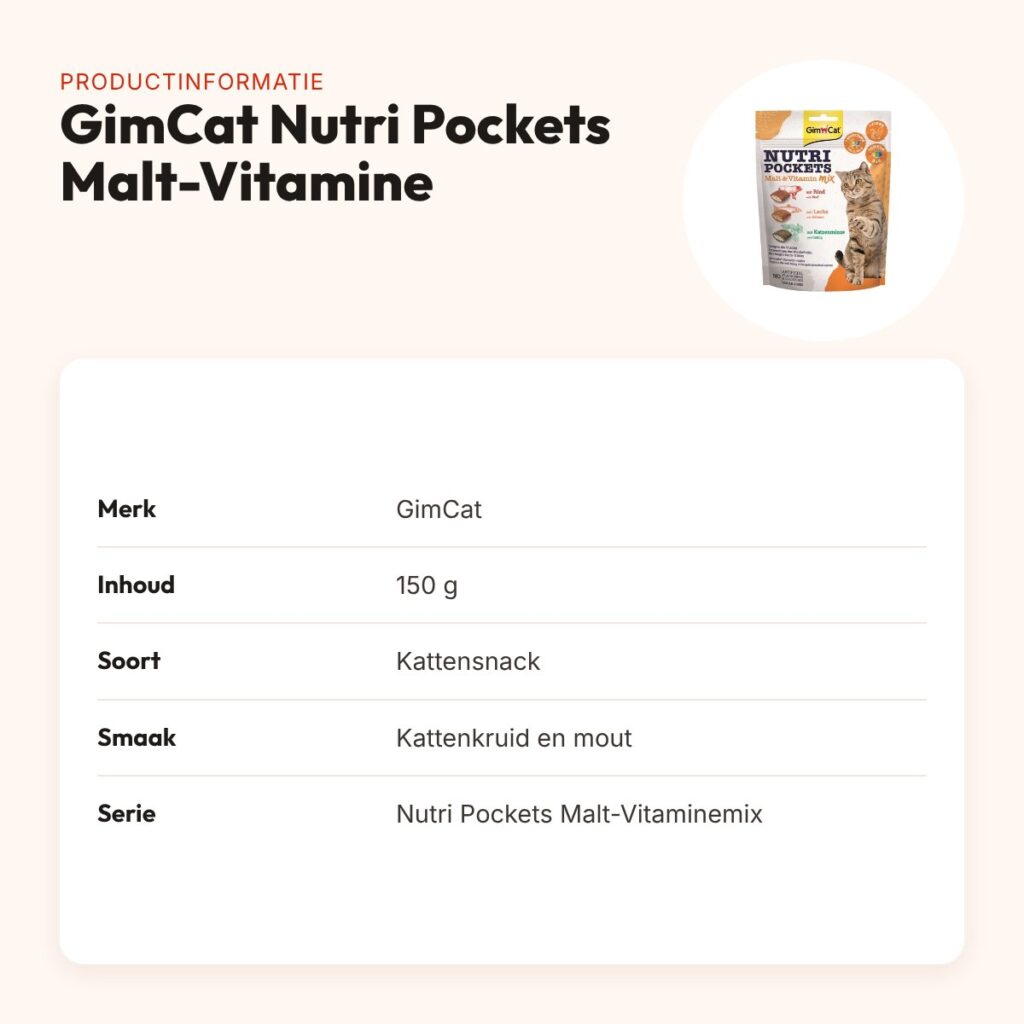 GimCat Nutri Pockets Malt-Vitaminenmix kattensnack 150 g – productinformatie