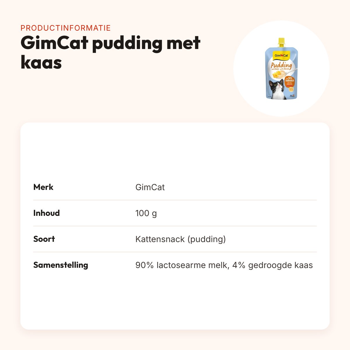 GimCat pudding met kaas kattensnack 100 g – lactosearm – productinformatie