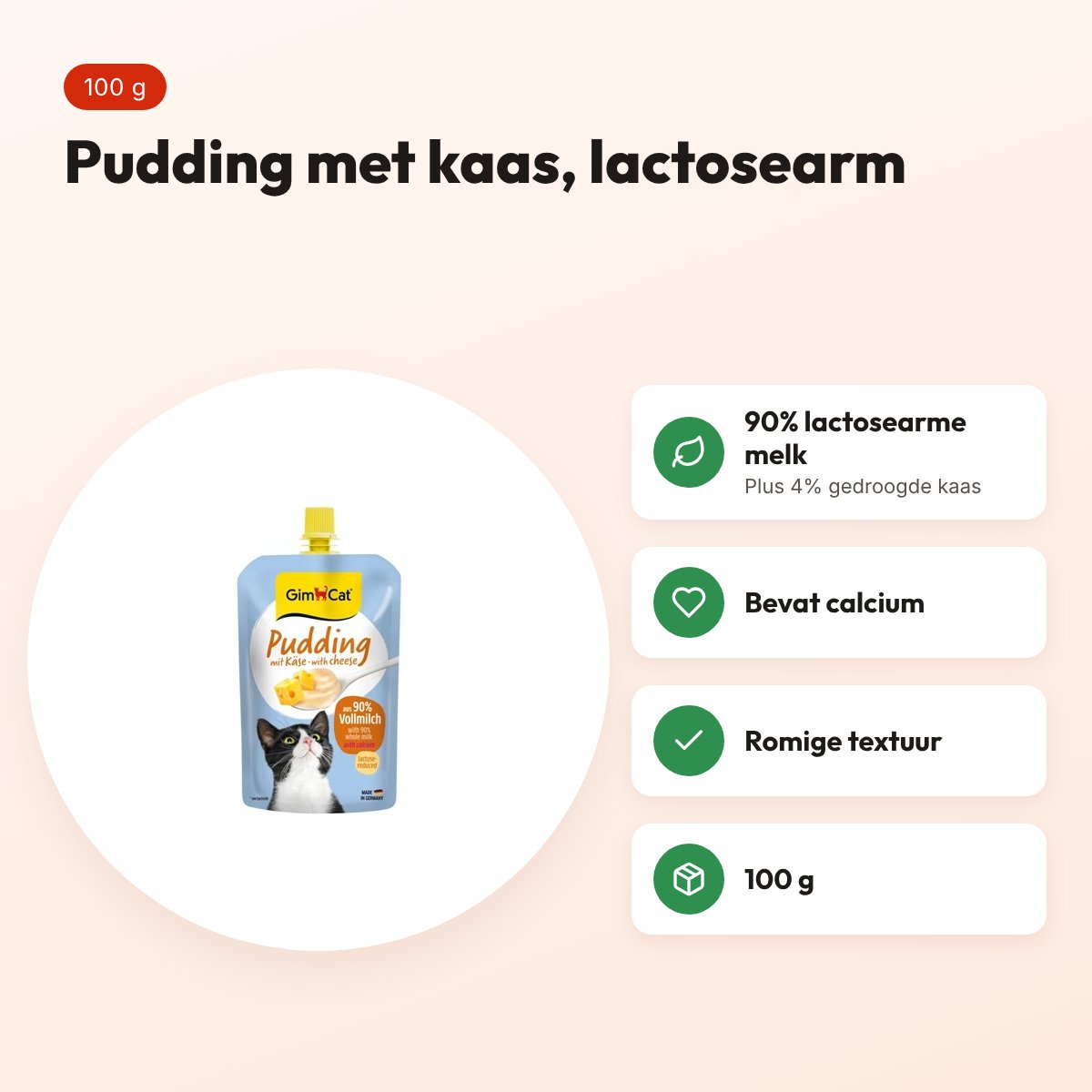 GimCat pudding met kaas kattensnack 100 g – lactosearm – voordelen