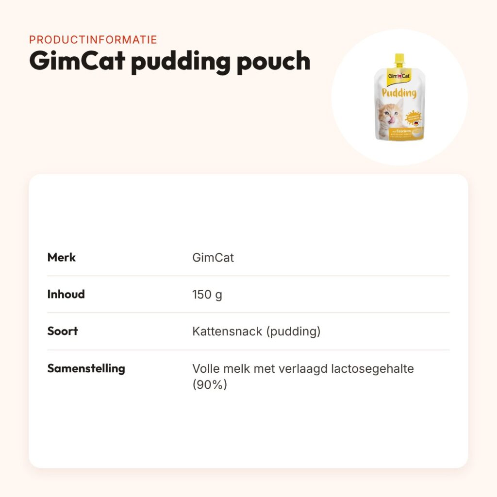 GimCat pudding pouch kattensnack 150 g – lactosearm – productinformatie