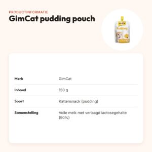 GimCat pudding pouch kattensnack 150 g – lactosearm – productinformatie