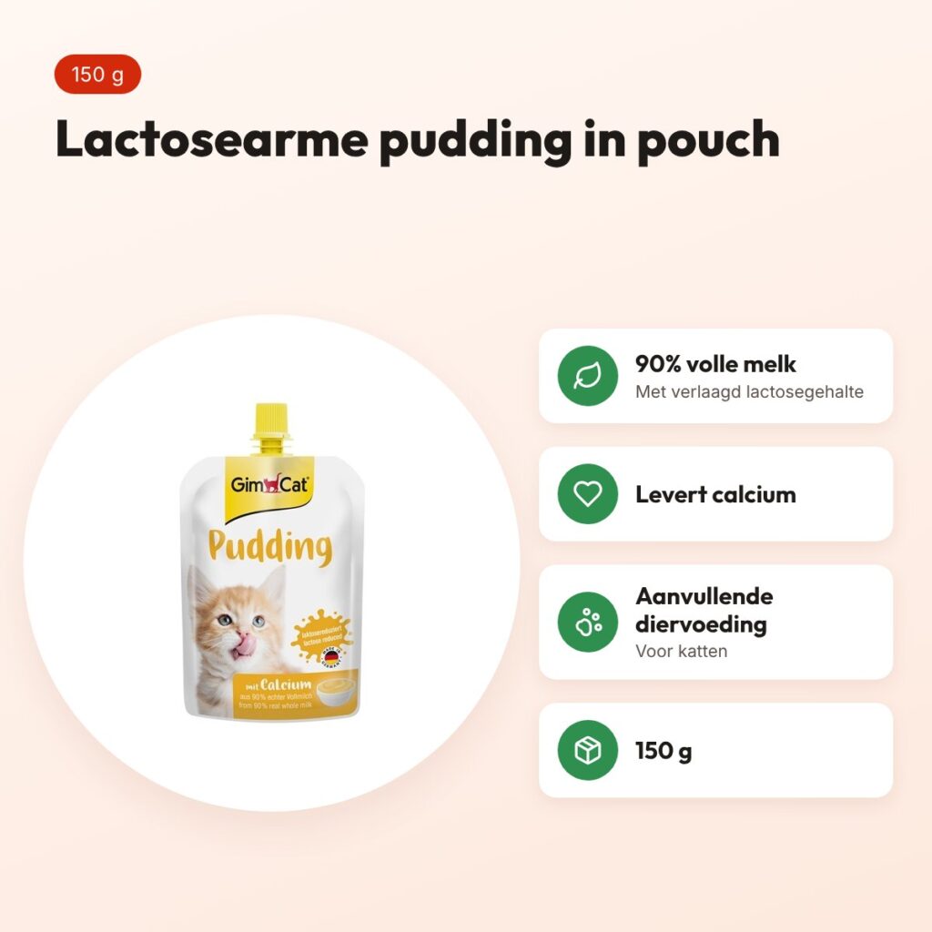 GimCat pudding pouch kattensnack 150 g – lactosearm – voordelen
