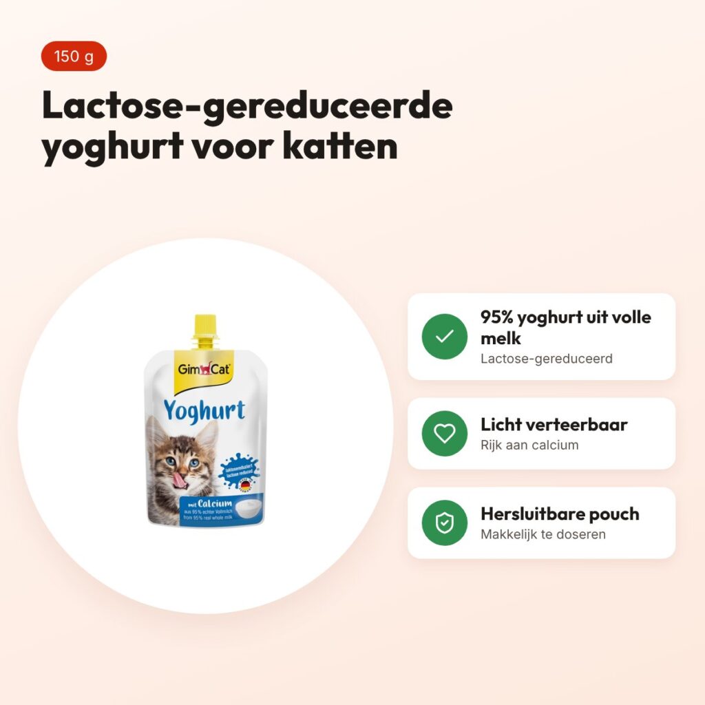 Gimcat yoghurt voor katten 150 g – lactose-gereduceerd, hersluitbaar – voordelen