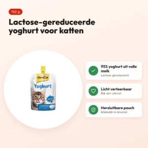 Gimcat yoghurt voor katten 150 g – lactose-gereduceerd, hersluitbaar – voordelen