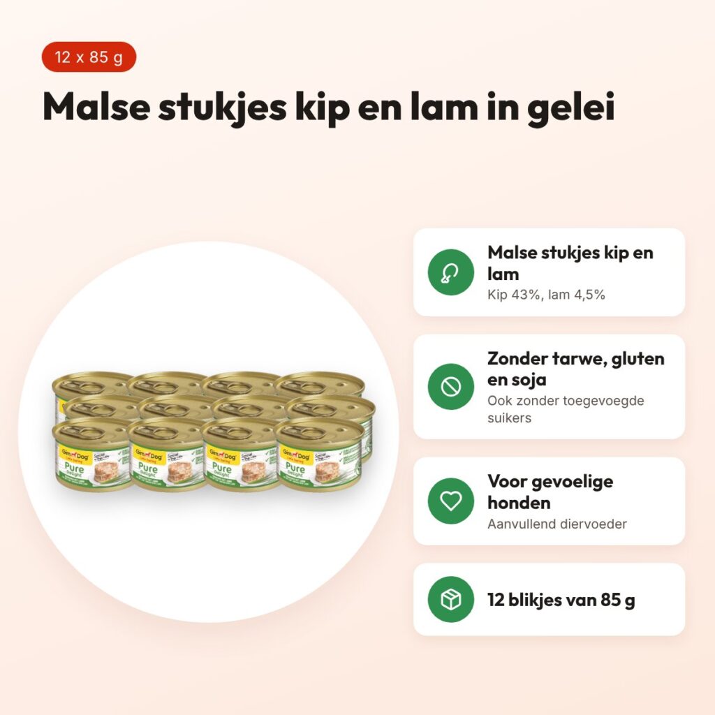 Gimdog Little Darling Pure Delight natvoer kip en lam 12 x 85 g – voordelen