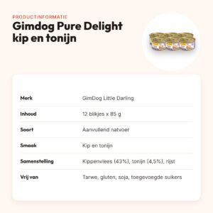 Gimdog Little Darling Pure Delight natvoer kip en tonijn 12 x 85 g – productinformatie