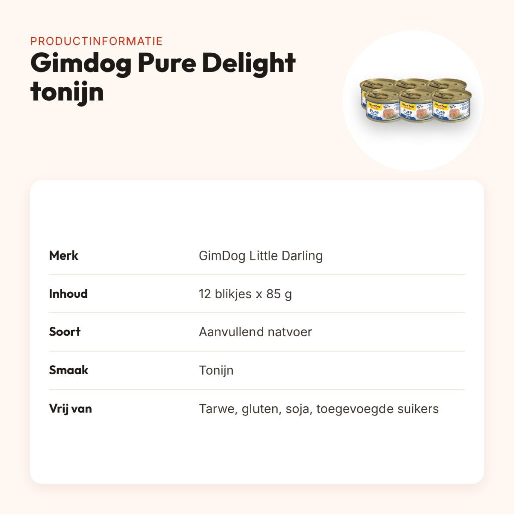 Gimdog Little Darling Pure Delight natvoer tonijn 12 x 85 g – productinformatie