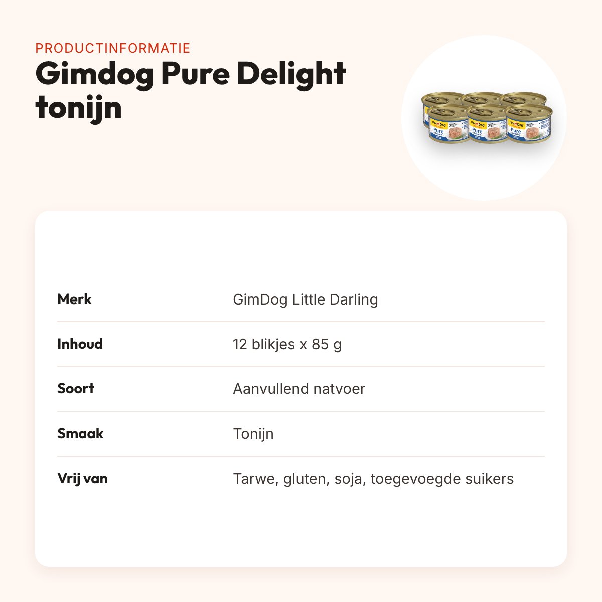 Gimdog Little Darling Pure Delight natvoer tonijn 12 x 85 g – productinformatie