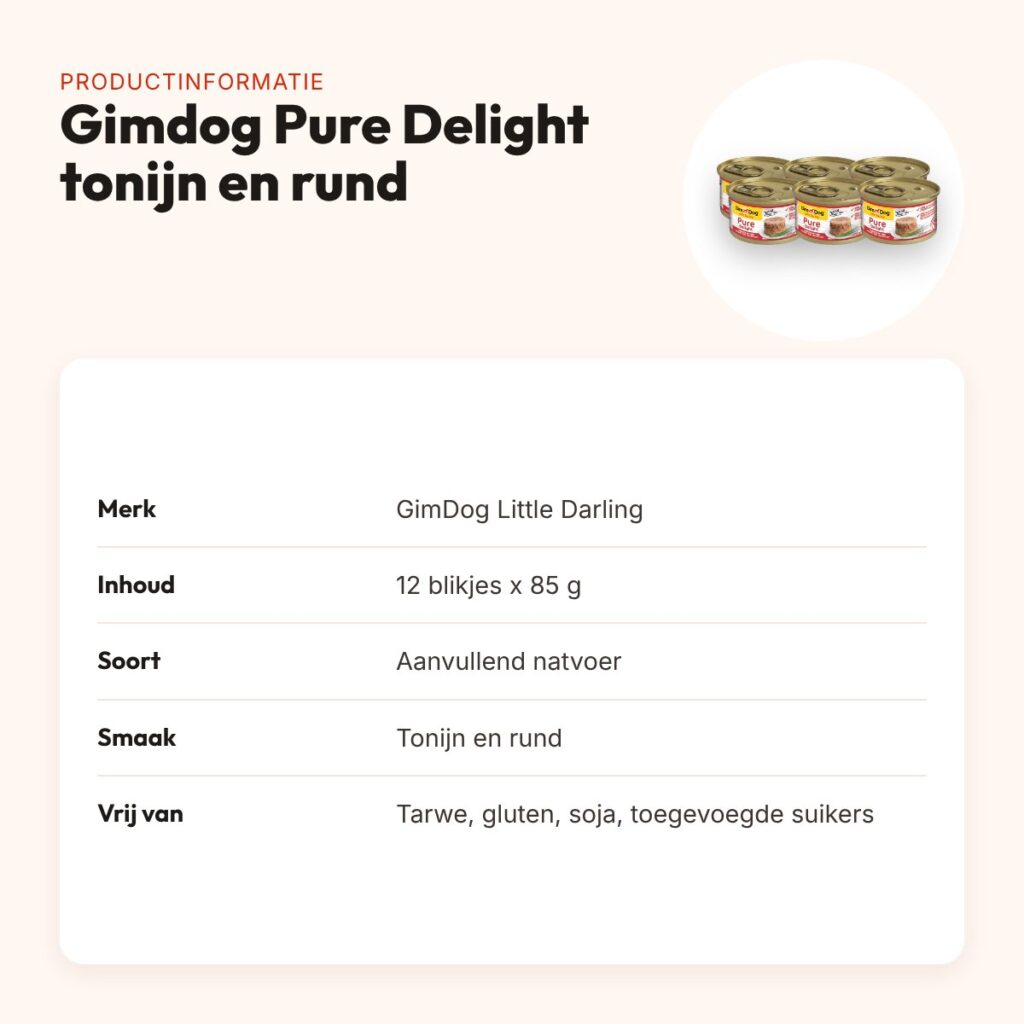 Gimdog Little Darling Pure Delight natvoer tonijn en rund 12 x 85 g – productinformatie
