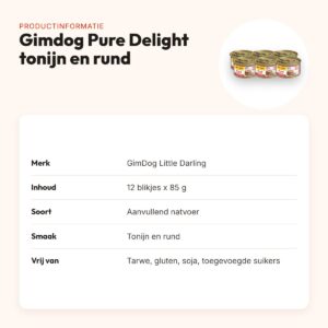 Gimdog Little Darling Pure Delight natvoer tonijn en rund 12 x 85 g – productinformatie