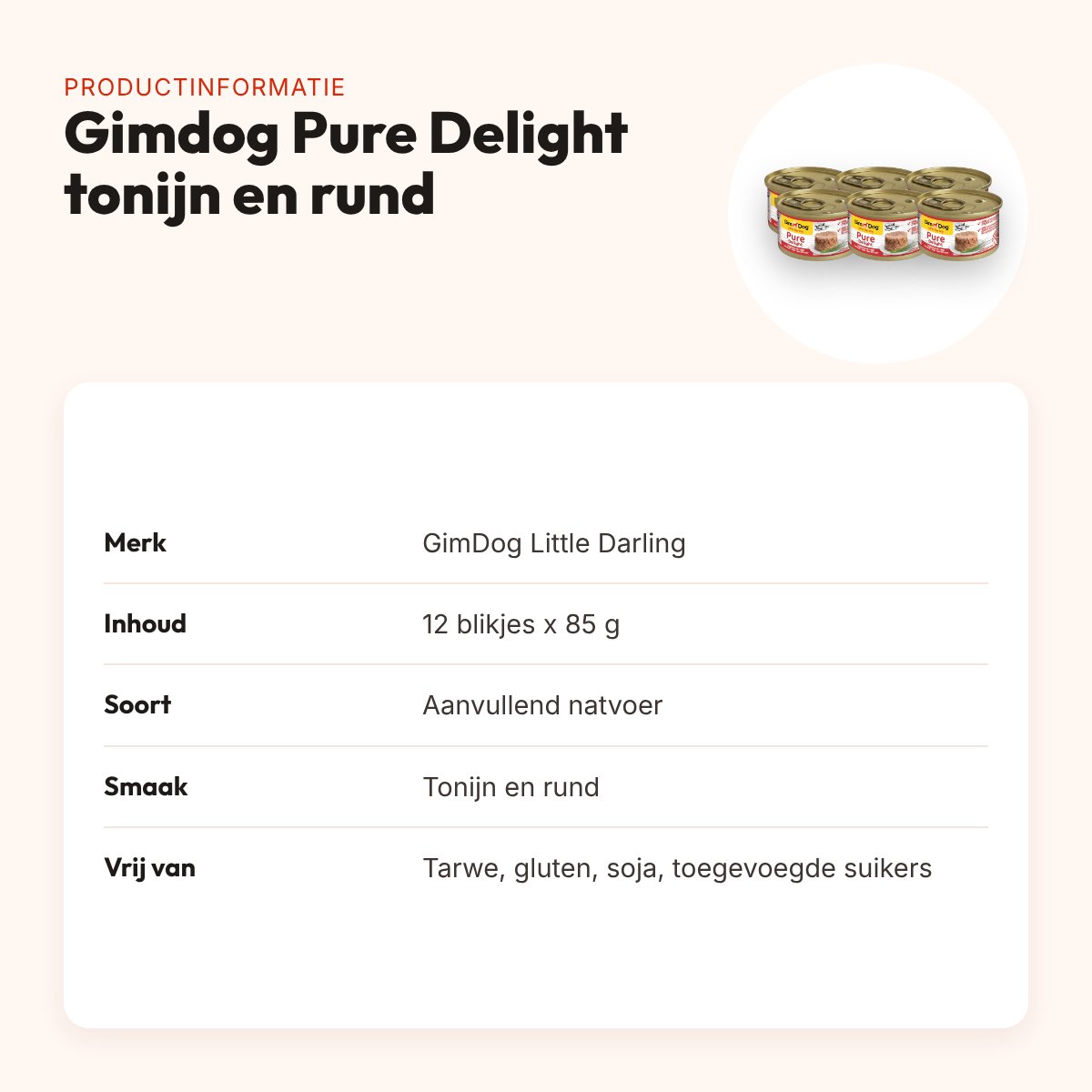 Gimdog Little Darling Pure Delight natvoer tonijn en rund 12 x 85 g – productinformatie