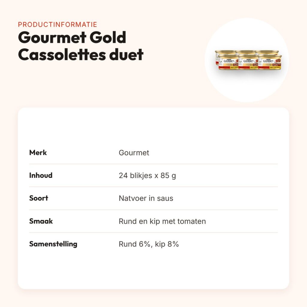 Gourmet Gold Cassolettes duet vlees in saus met tomaten 24 x 85 g – productinformatie