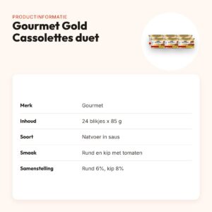 Gourmet Gold Cassolettes duet vlees in saus met tomaten 24 x 85 g – productinformatie