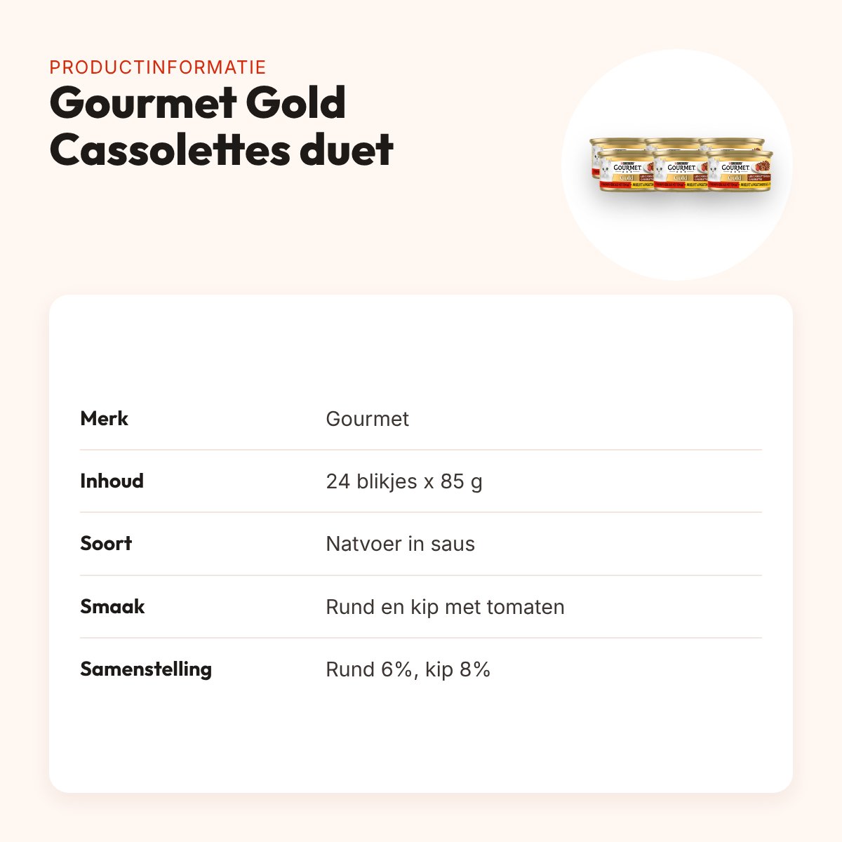 Gourmet Gold Cassolettes duet vlees in saus met tomaten 24 x 85 g – productinformatie