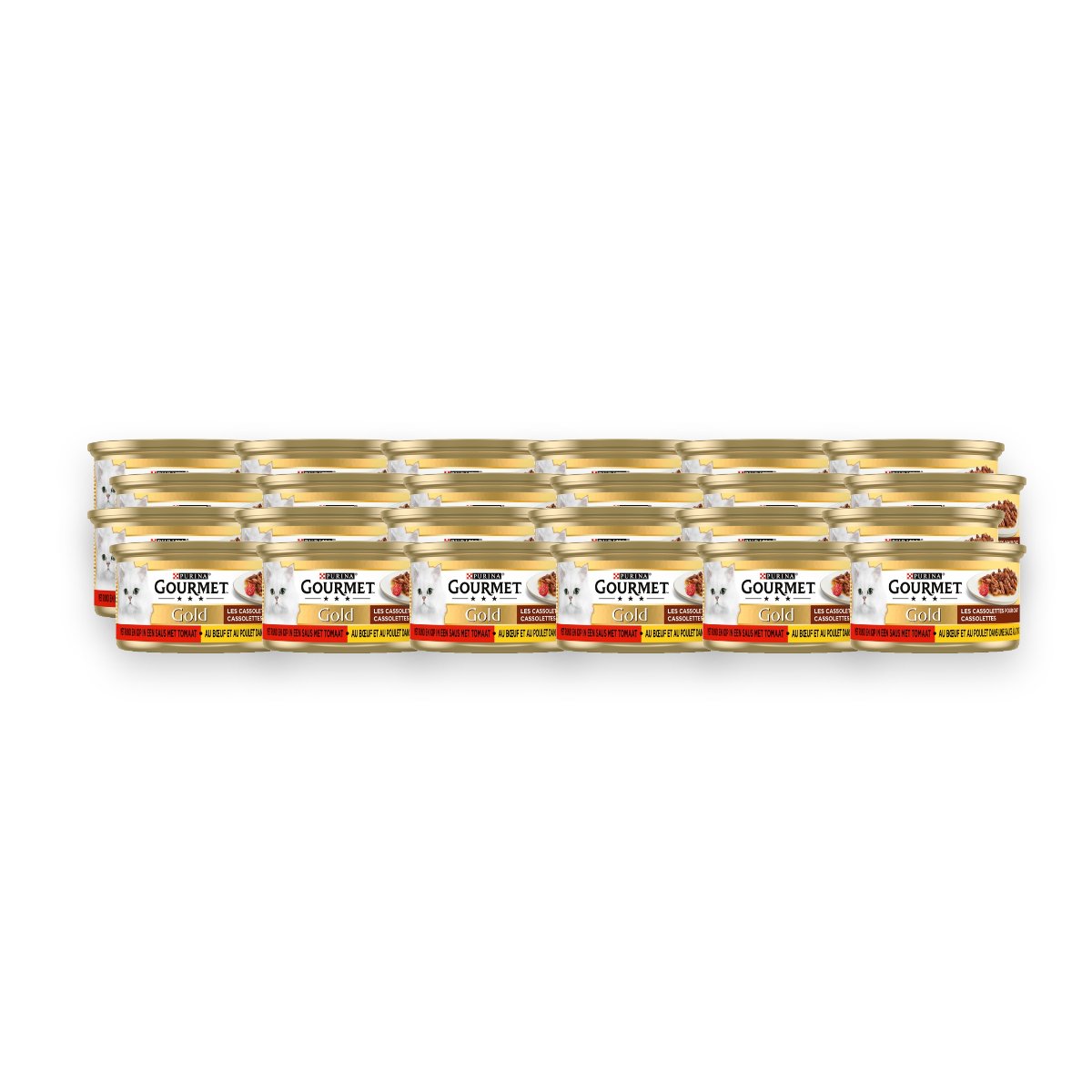 Gourmet Gold Cassolettes duet vlees in saus met tomaten 24 x 85 g