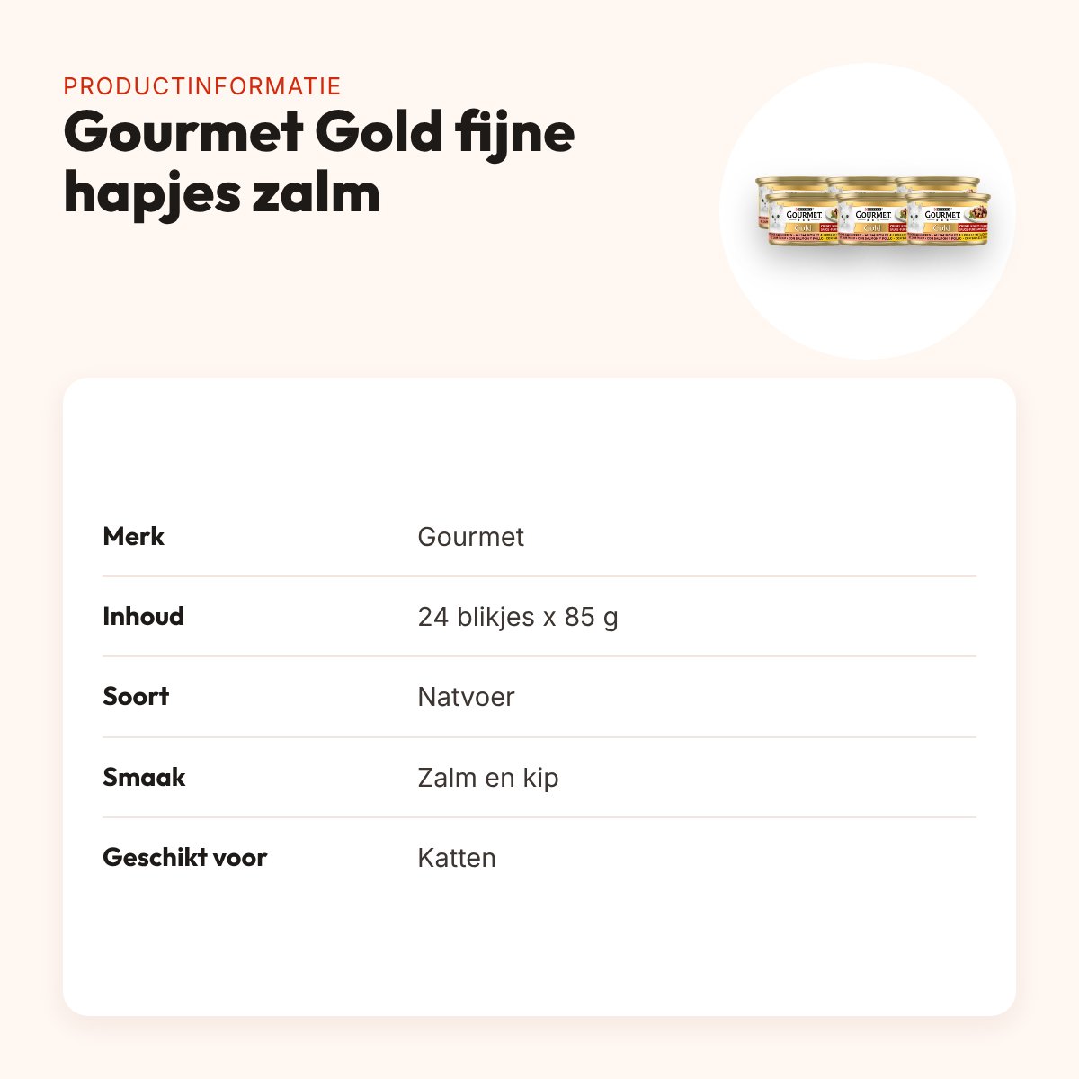 Gourmet Gold kattenvoer fijne hapjes zalm en kip 24 x 85 g – productinformatie