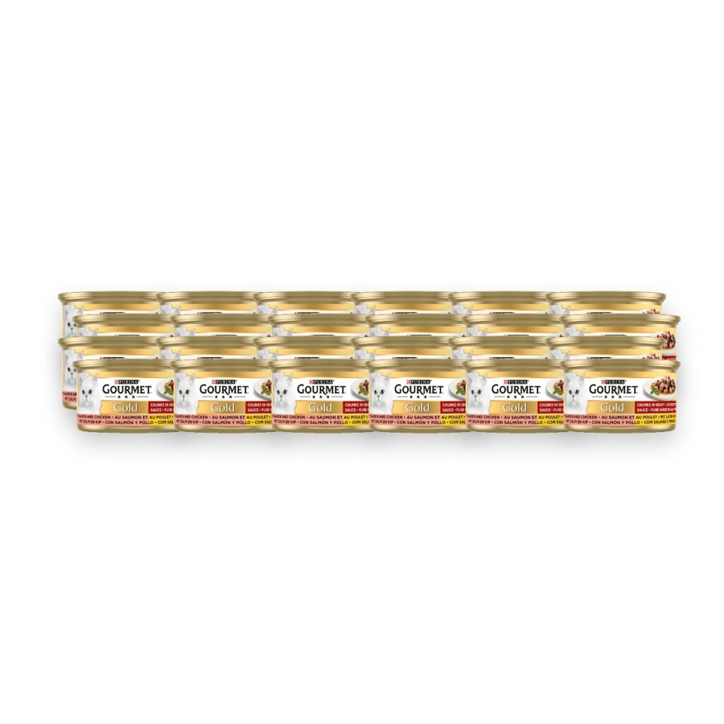 Gourmet Gold kattenvoer fijne hapjes zalm en kip 24 x 85 g