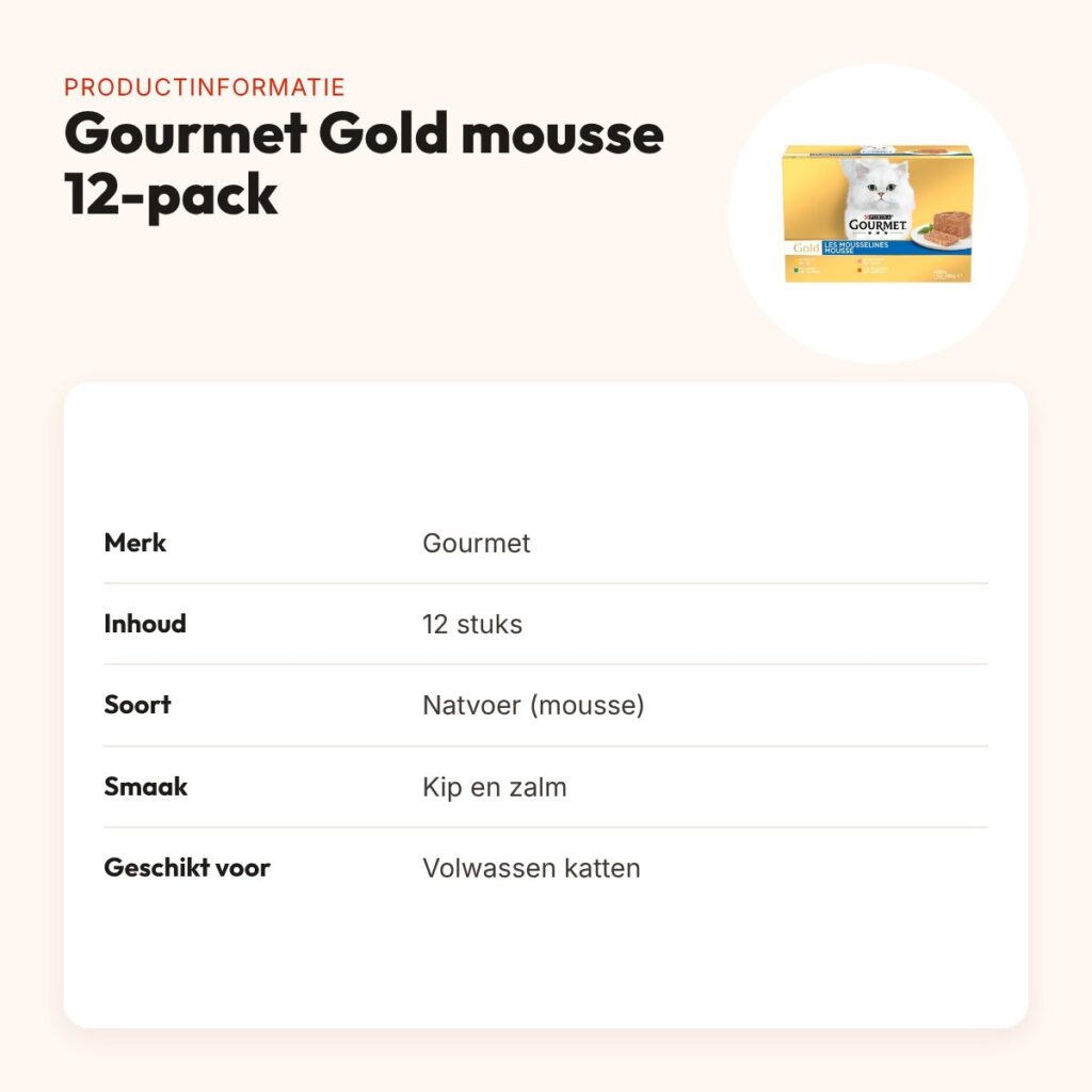 Gourmet Gold kattenvoer fijne mousse met kip 12-pack – productinformatie