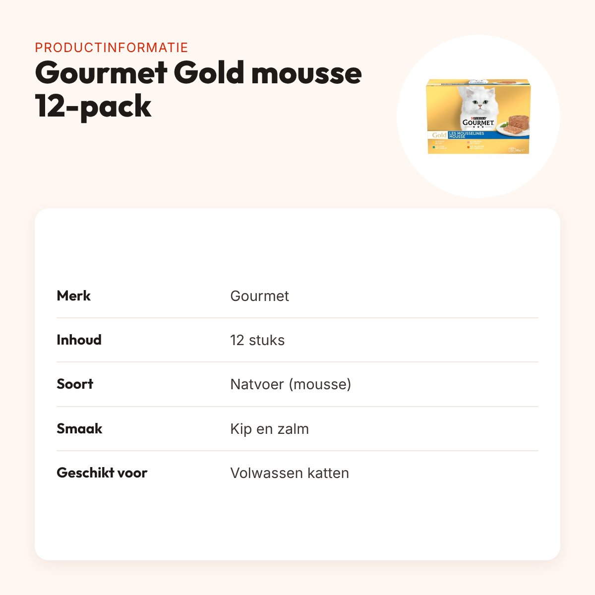 Gourmet Gold kattenvoer fijne mousse met kip 12-pack – productinformatie