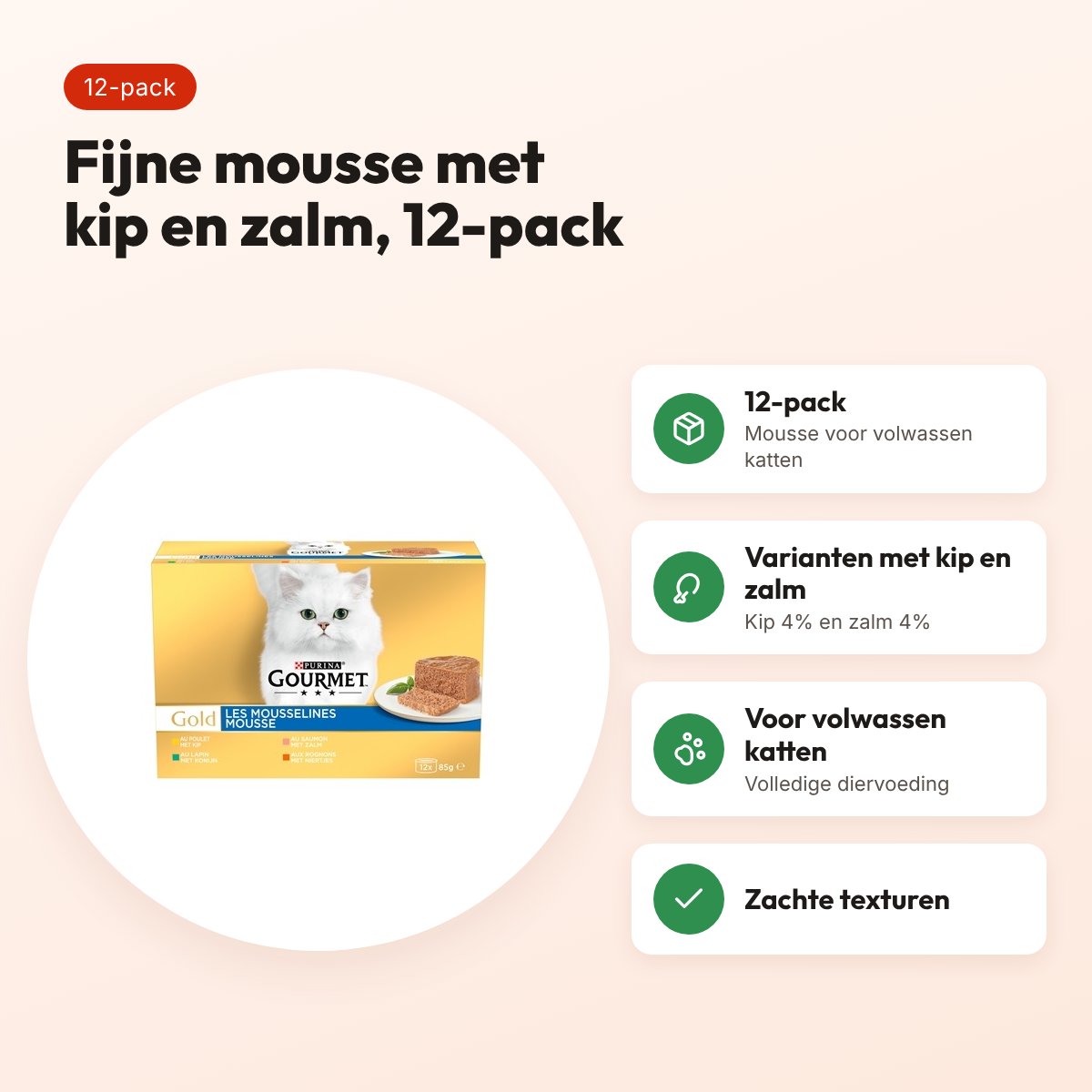 Gourmet Gold kattenvoer fijne mousse met kip 12-pack – voordelen