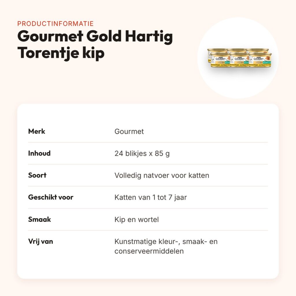 Gourmet Gold kattenvoer Hartig Torentje kip en wortel 24 x 85 g – productinformatie