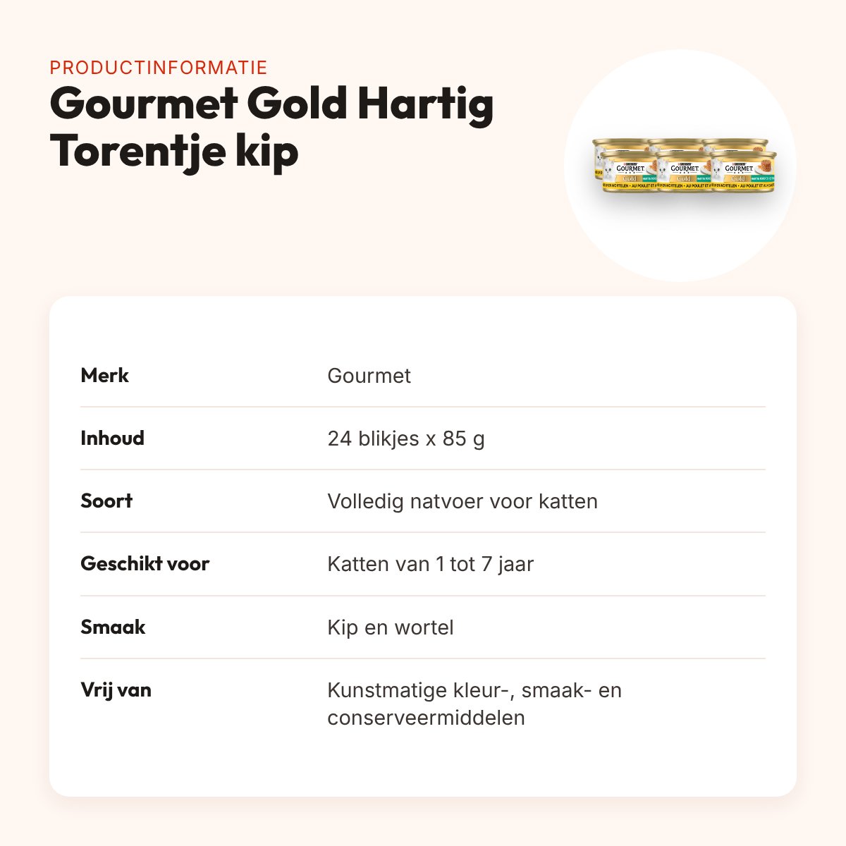 Gourmet Gold kattenvoer Hartig Torentje kip en wortel 24 x 85 g – productinformatie