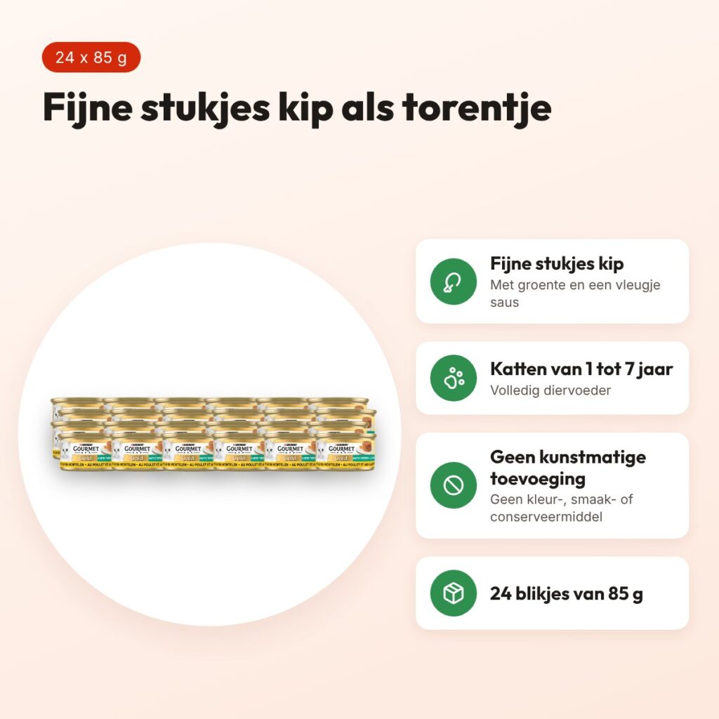Gourmet Gold kattenvoer Hartig Torentje kip en wortel 24 x 85 g – voordelen