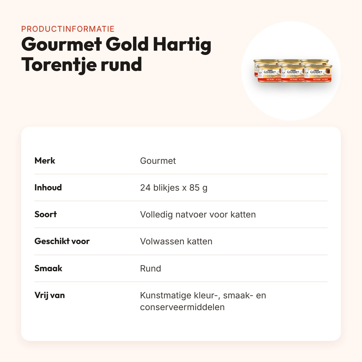 Gourmet Gold kattenvoer Hartig Torentje rund 24 x 85 g – productinformatie