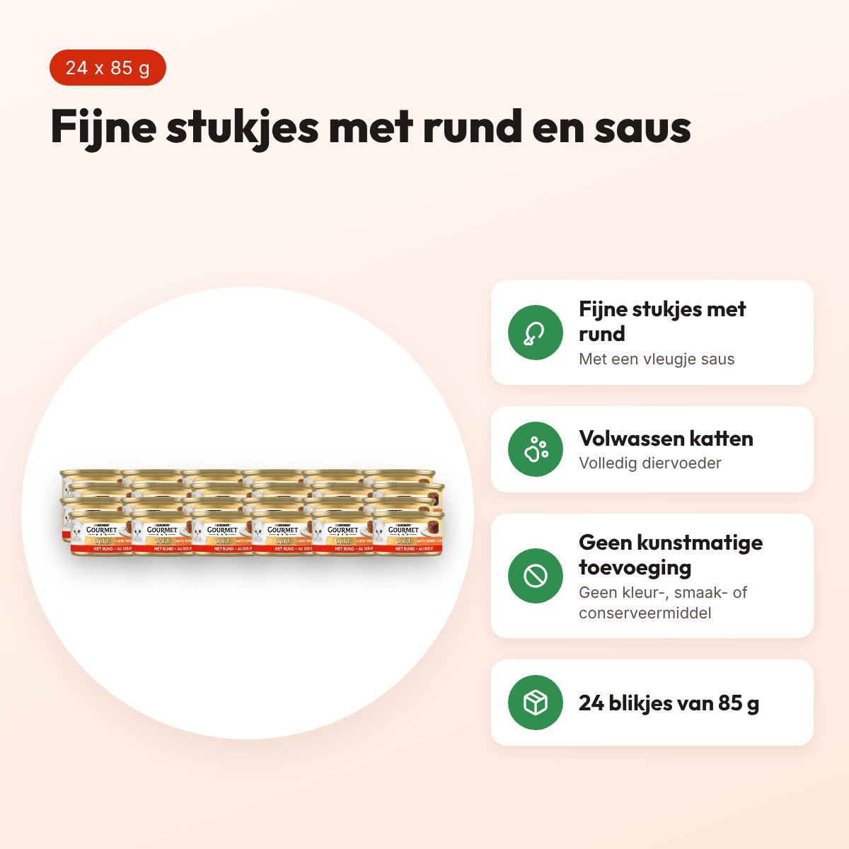 Gourmet Gold kattenvoer Hartig Torentje rund 24 x 85 g – voordelen