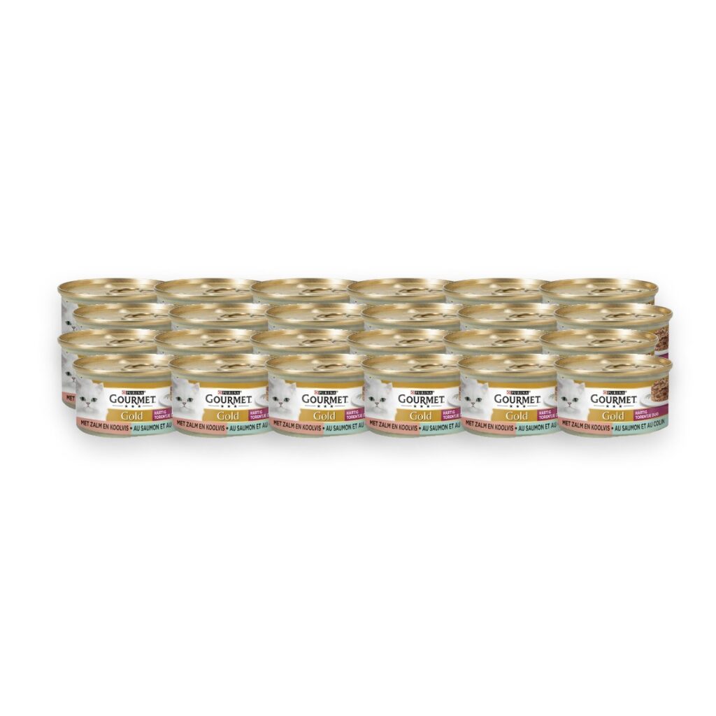 Gourmet Gold kattenvoer Hartig Torentje zalm en koolvis 24 x 85 g – verpakking