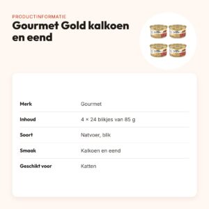 Gourmet Gold kattenvoer kalkoen en eend 24 x 85 g – multipack 4 stuks – productinformatie